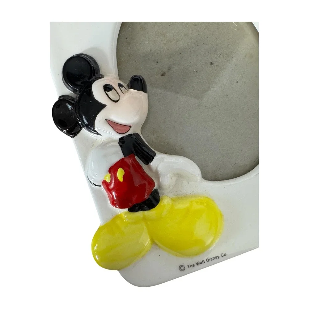 Disney Mickey Mouse Vintage Ceramic Picture Frame Burnes of Boston White 3D 4x5